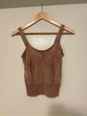 Promesa Knit Scoop Neck Tank Top in Brown